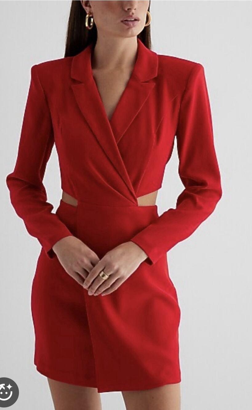Express Women’s Large Red Cutout Mini Blazer Long Sleeve Mini Dress NWT